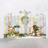 Lofaris Colorful Wood Wall Bunny Easter Arch Backdrop Kit